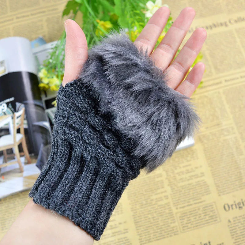 Cozy Faux Fur Fingerless Gloves for Winter
