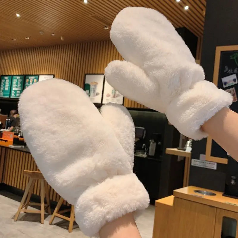 Ultra-Soft Fluffy Plush Mittens for Cozy Winter Warmth