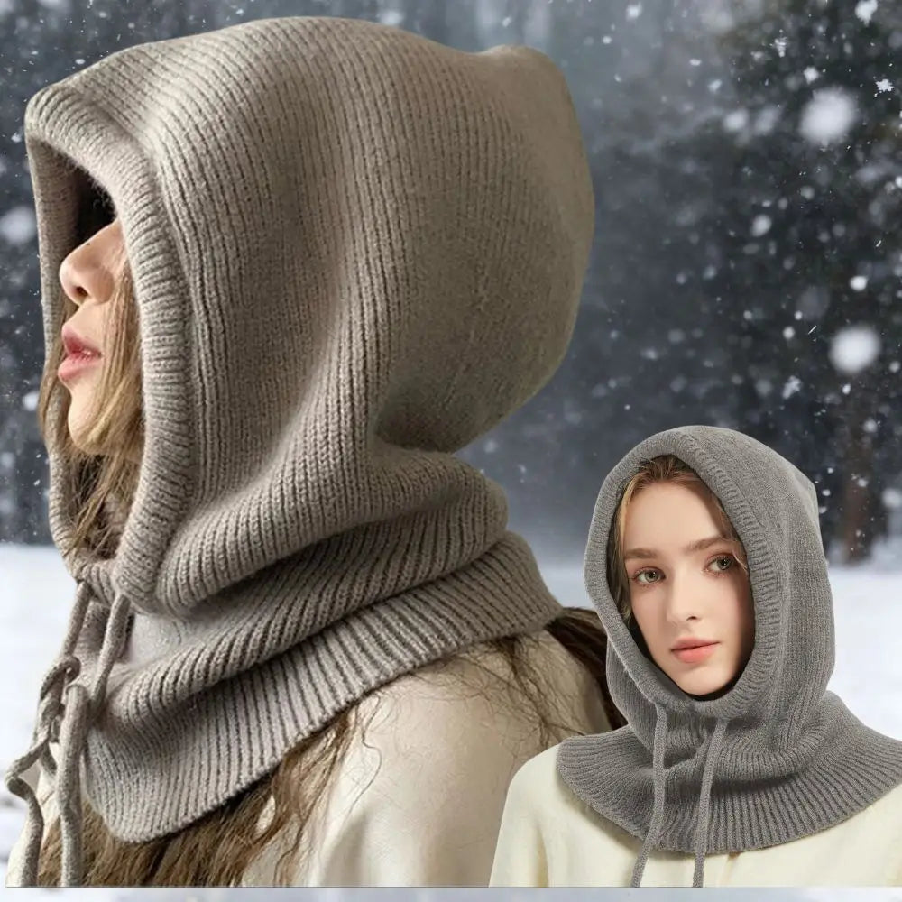 Cozy Knit Hooded Balaclava with Built-in Neck Warmer
