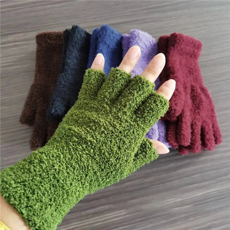 Cozy Winter Knit Half-Finger Gloves for Warmth