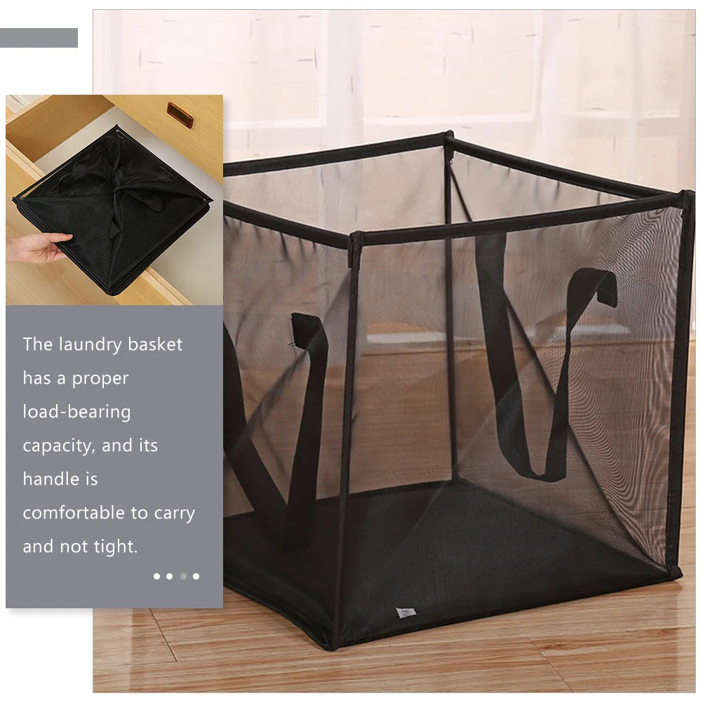 Collapsible Mesh Laundry Hamper with Easy-Grip Handles