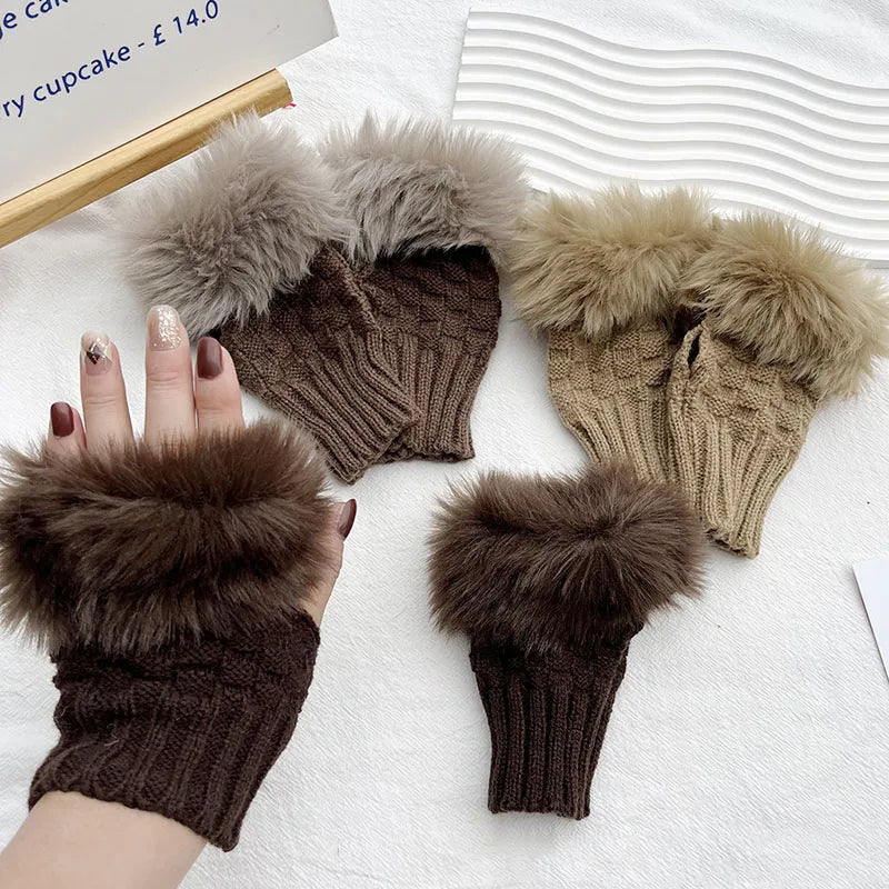 Cozy Faux Fur Fingerless Gloves for Winter