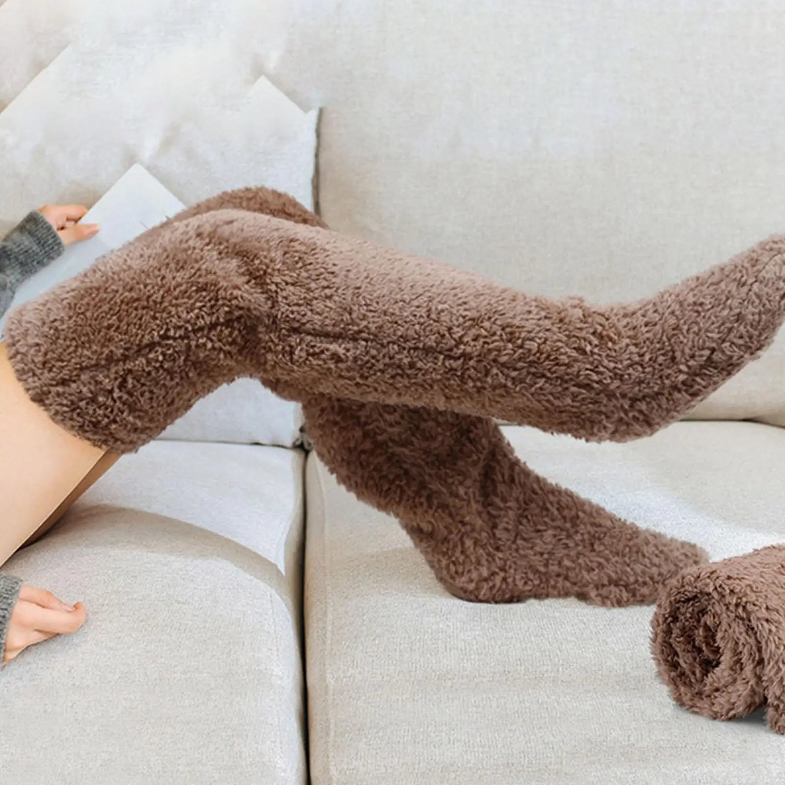 Ultra-Soft Fuzzy Thigh-High Socks for Cozy Warmth