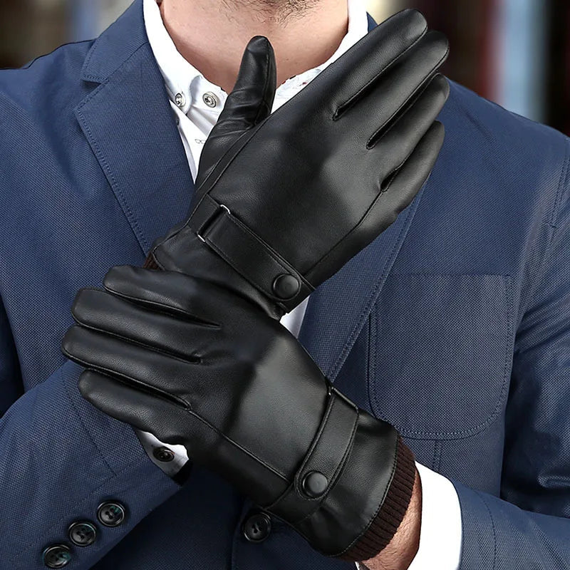 Winter-Ready Men's Leather Touchscreen Gloves