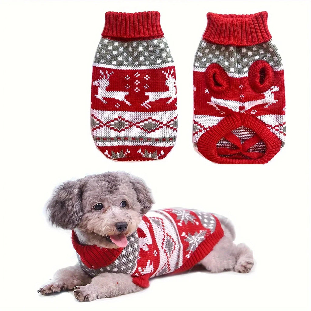 Cozy Festive Knitted Christmas Sweater for Small Pets