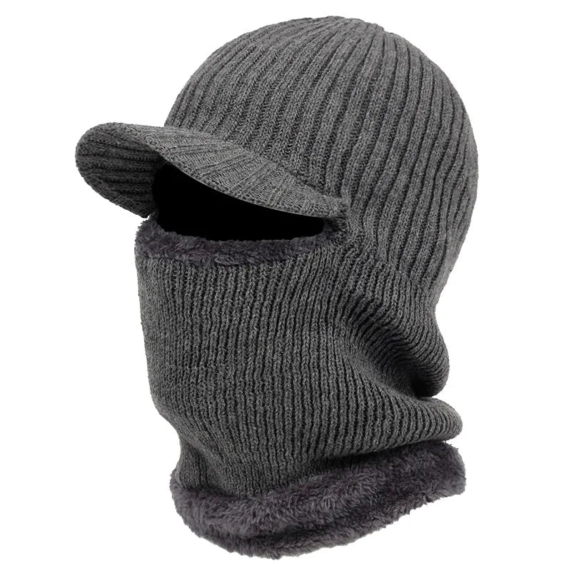 Cozy Knit Beanie Balaclava with Built-In Visor