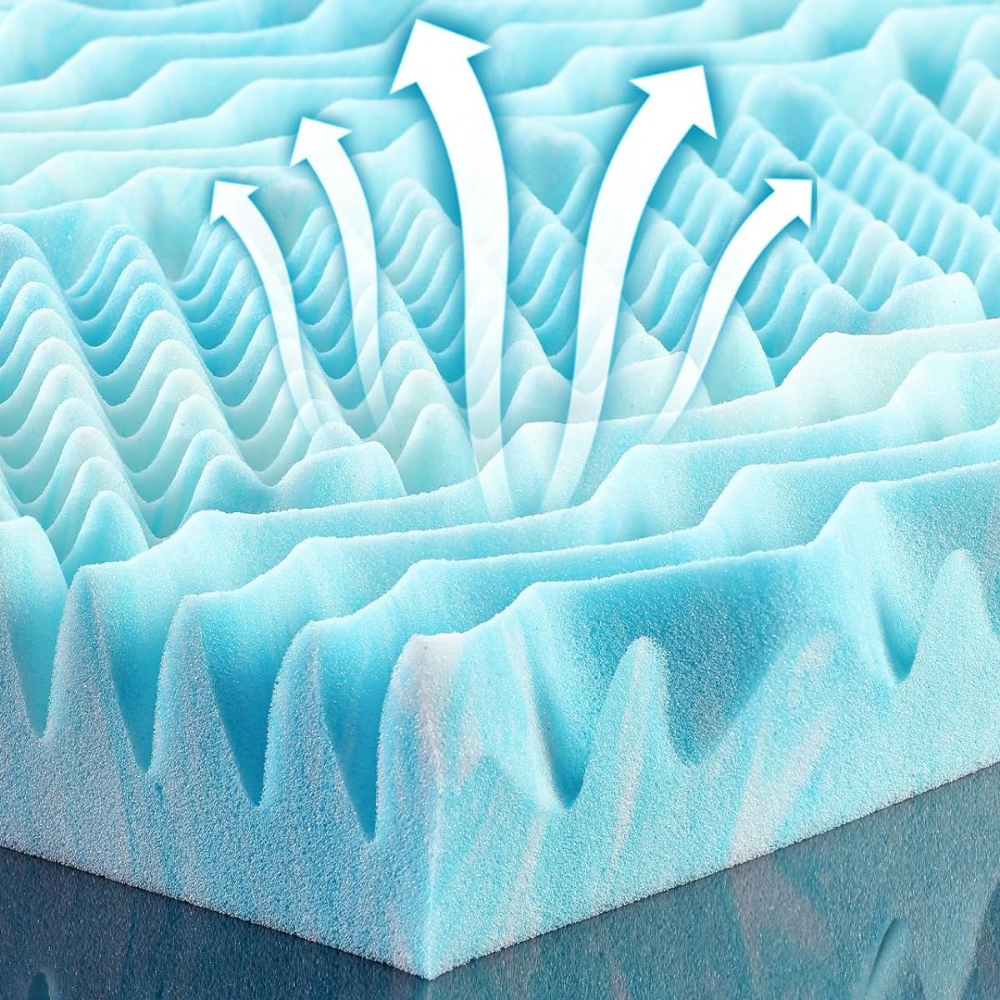 Premium Cooling Egg-Crate Foam Mattress Topper