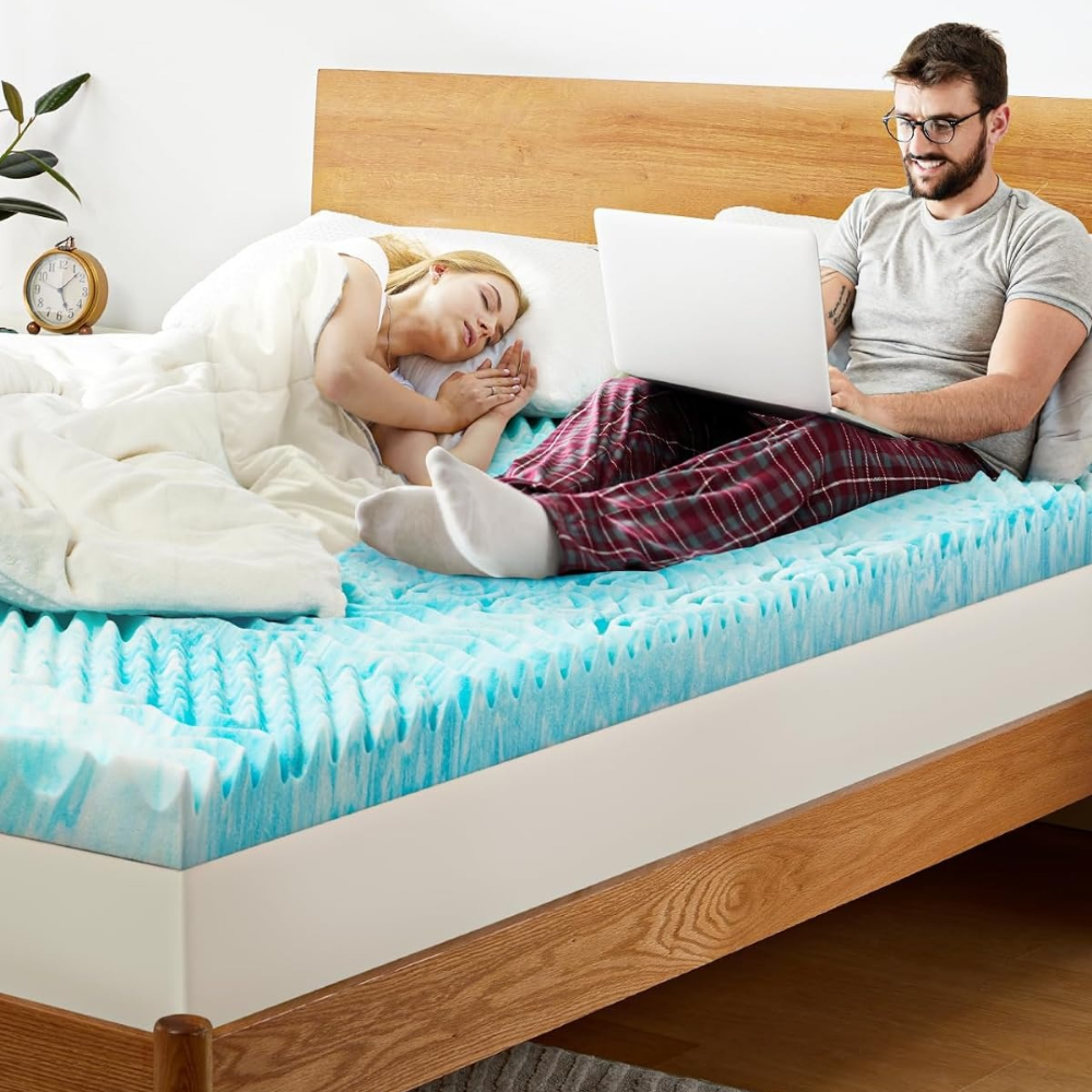 Premium Cooling Egg-Crate Foam Mattress Topper