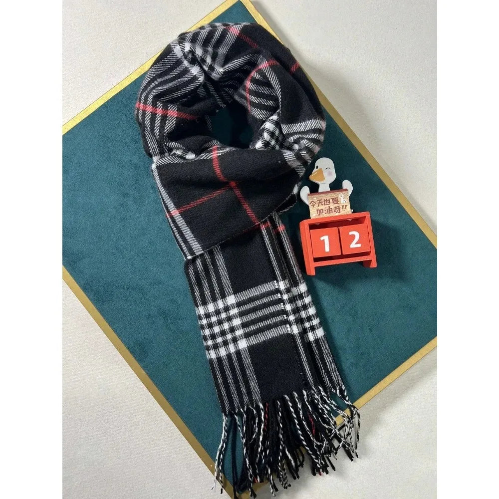 Cozy Plaid Cashmere-Feel Winter Scarf & Neck Warmer