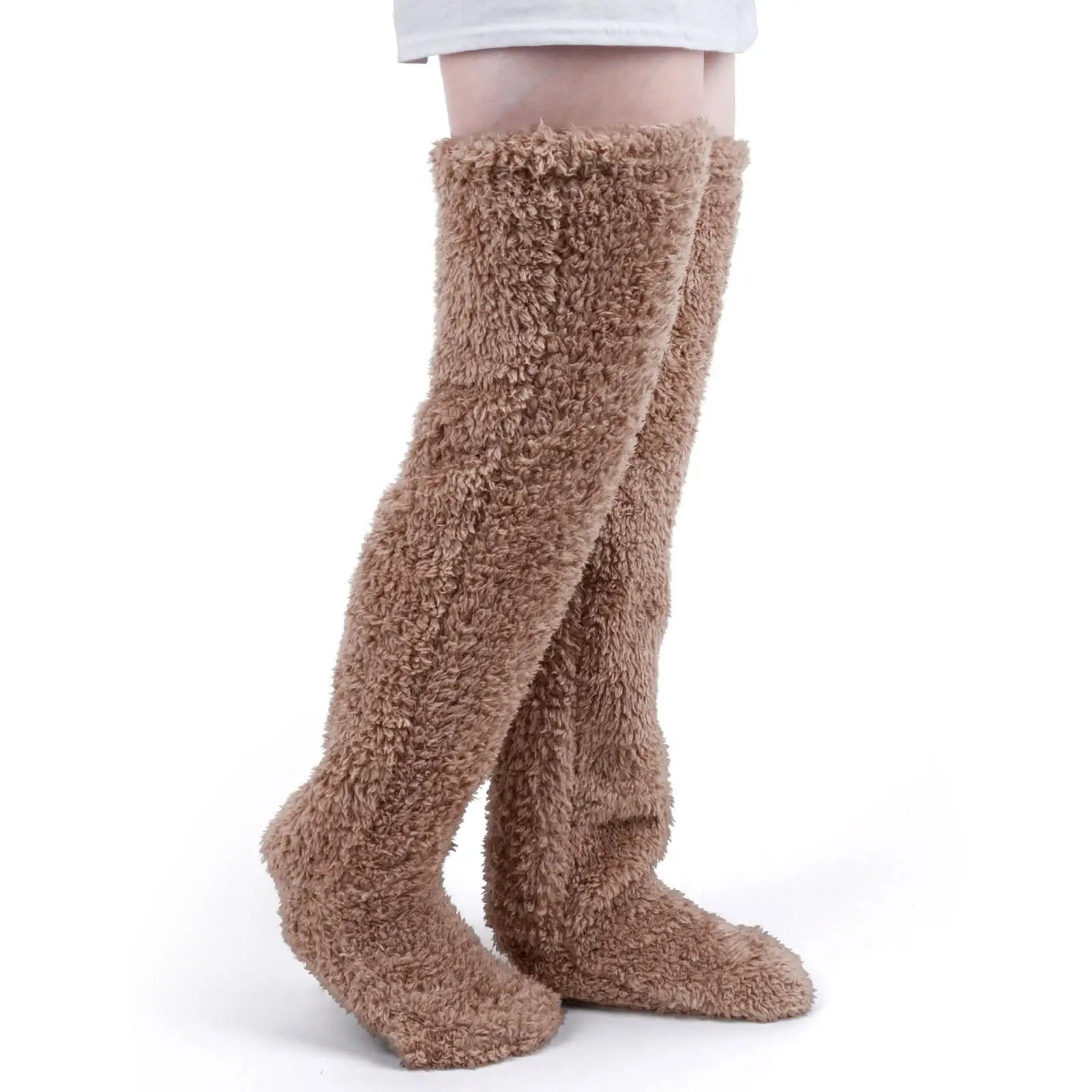 Ultra-Soft Fuzzy Thigh-High Socks for Cozy Warmth