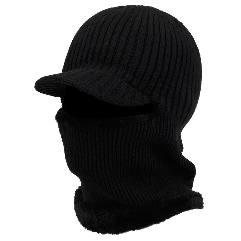 Cozy Knit Beanie Balaclava with Built-In Visor