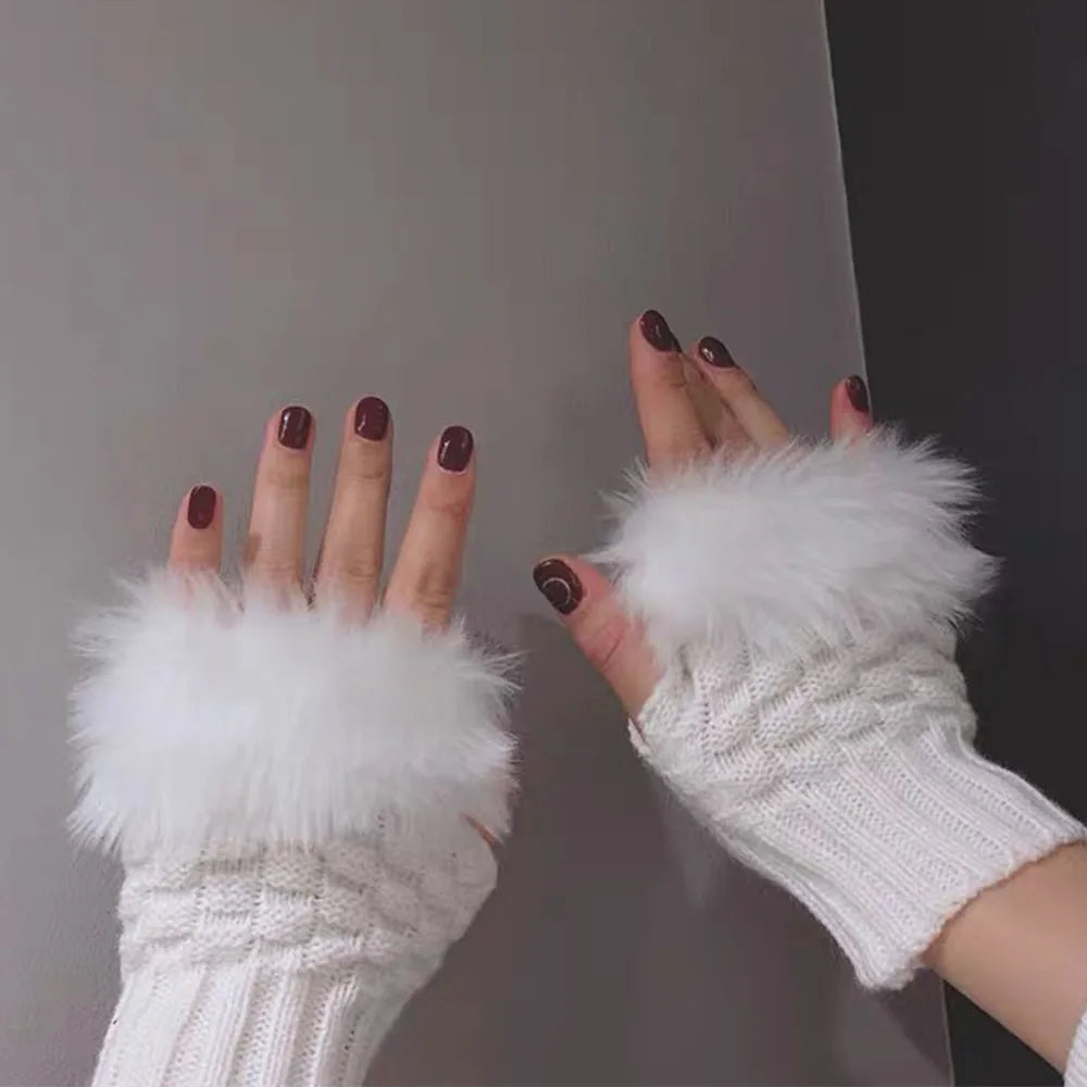 Cozy Faux Fur Fingerless Gloves for Winter