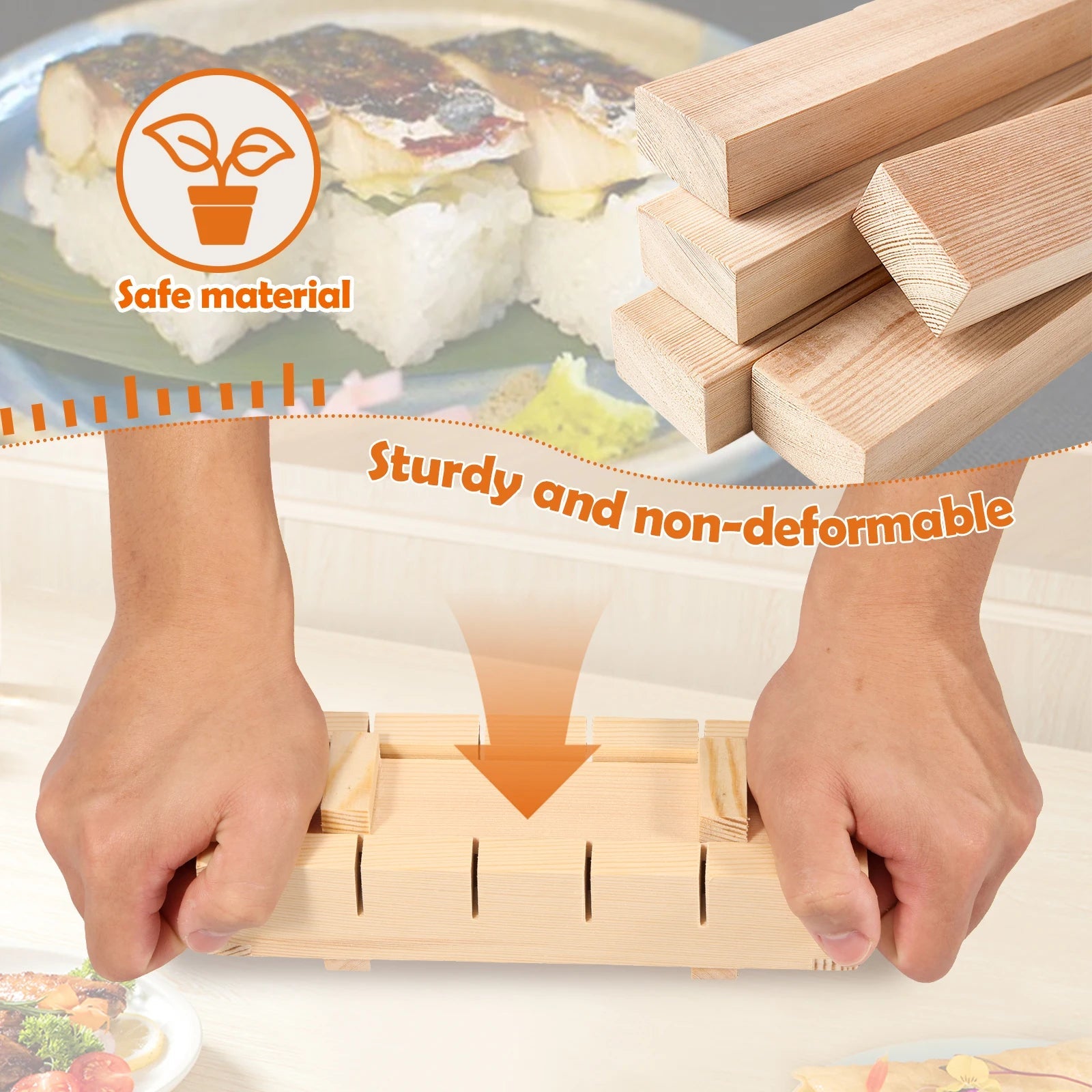 Premium Handcrafted Wooden Sushi Press Mold for Easy