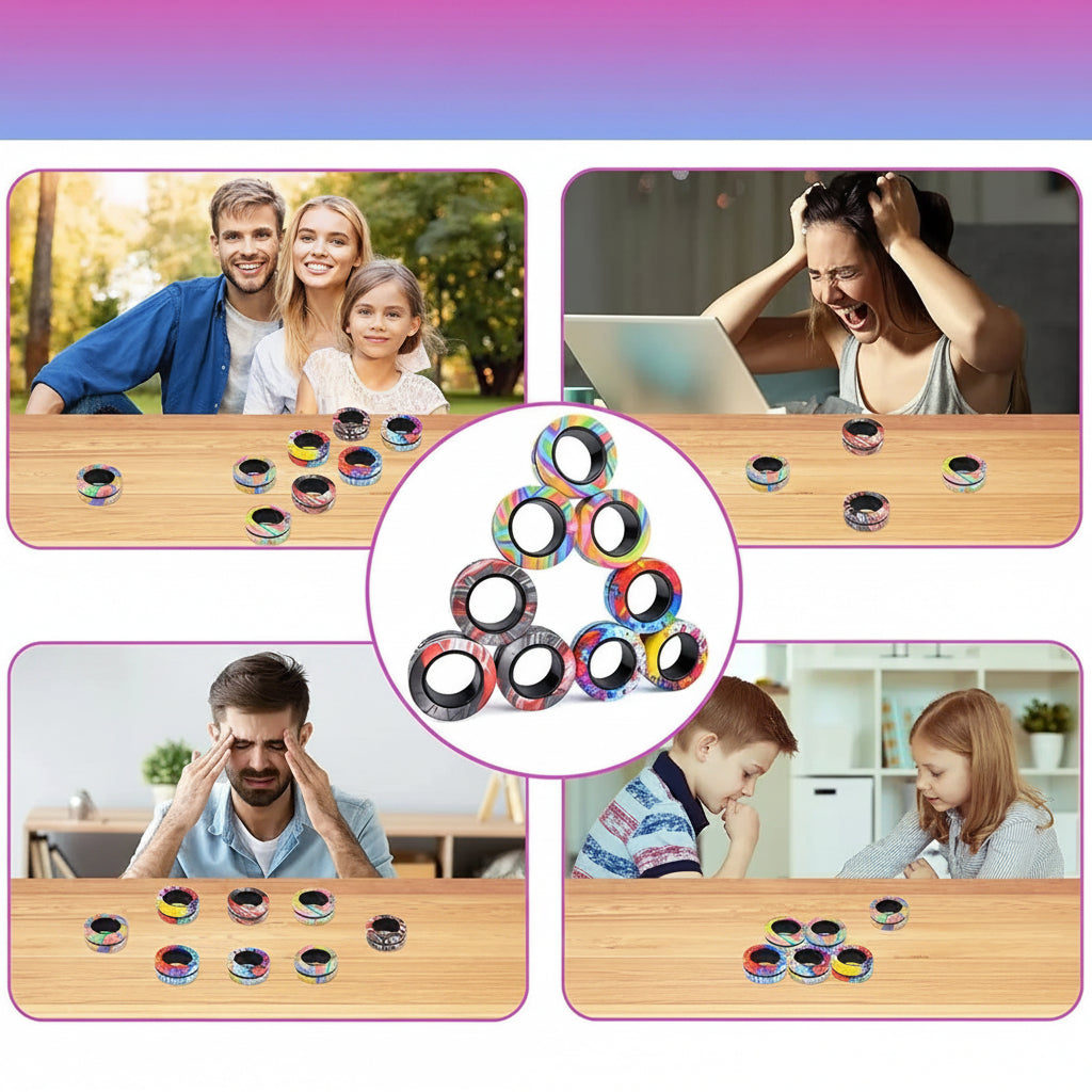 Premium Magnetic Fidget Ring Spinner Set for Stress