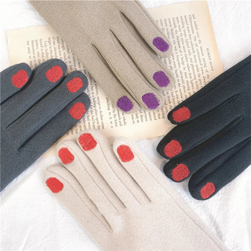 Winter Touchscreen Gloves with Nail-Polish Inspired Design