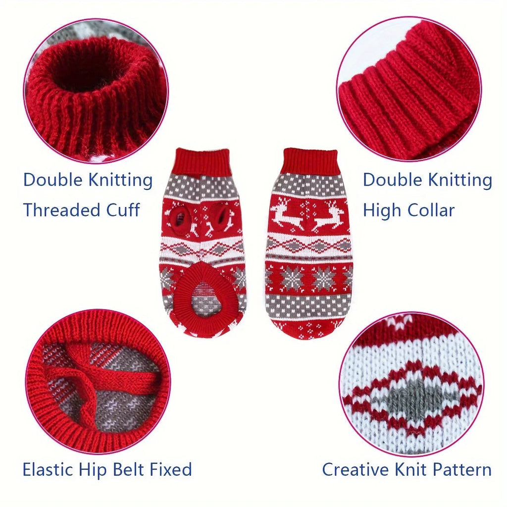 Cozy Festive Knitted Christmas Sweater for Small Pets