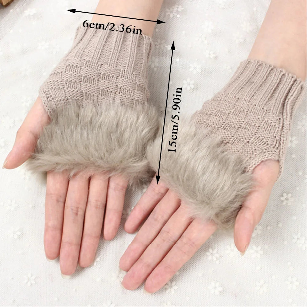 Cozy Faux Fur Fingerless Gloves for Winter