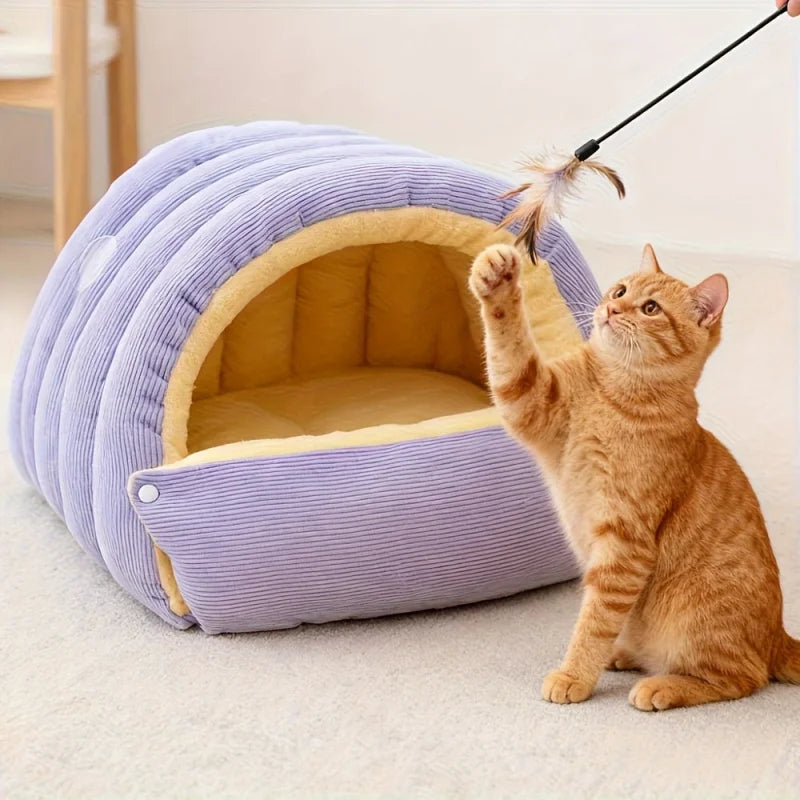 Cozy Arctic-Fleece Cat Cave Bed