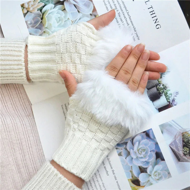 Cozy Faux Fur Fingerless Gloves for Winter