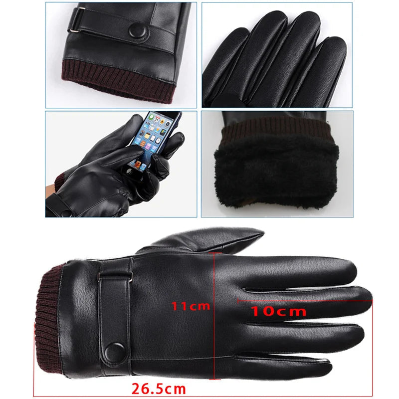 Winter-Ready Men's Leather Touchscreen Gloves