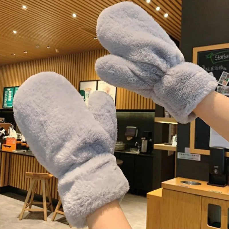 Ultra-Soft Fluffy Plush Mittens for Cozy Winter Warmth