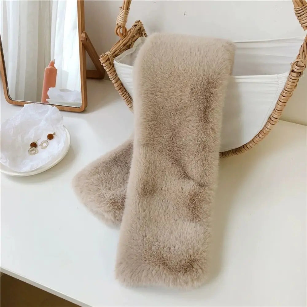 Lux Faux Fur Cross-Collar Neck Warmer Scarf for Winter