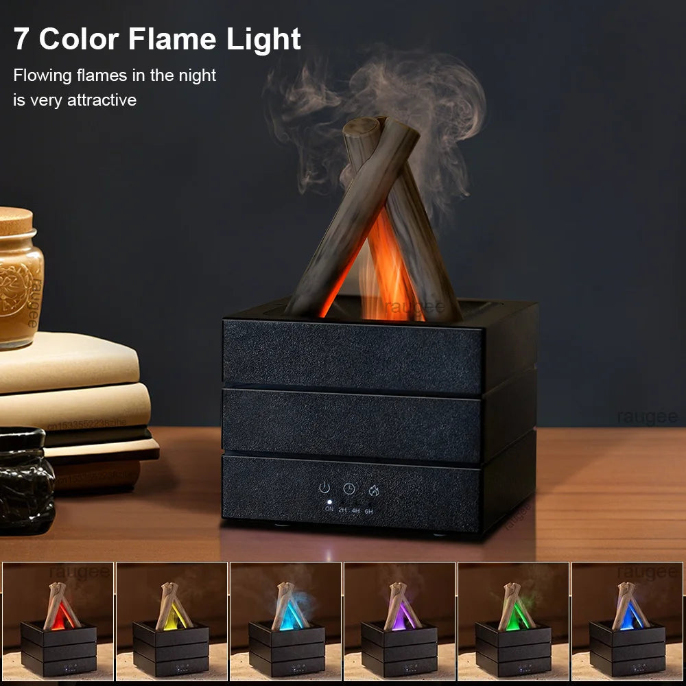 Realistic Flame-Effect Aroma Diffuser & Humidifier