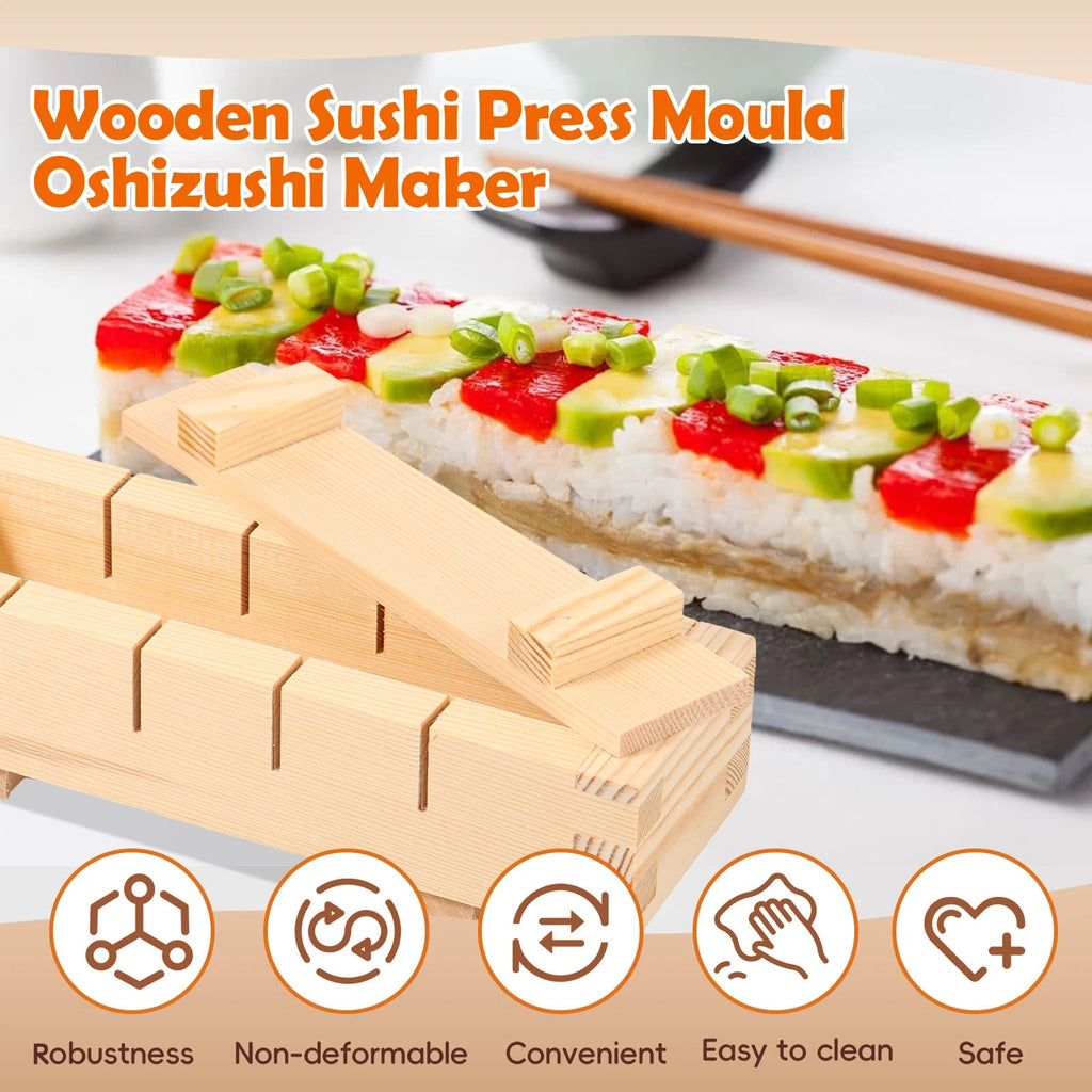 Premium Handcrafted Wooden Sushi Press Mold for Easy
