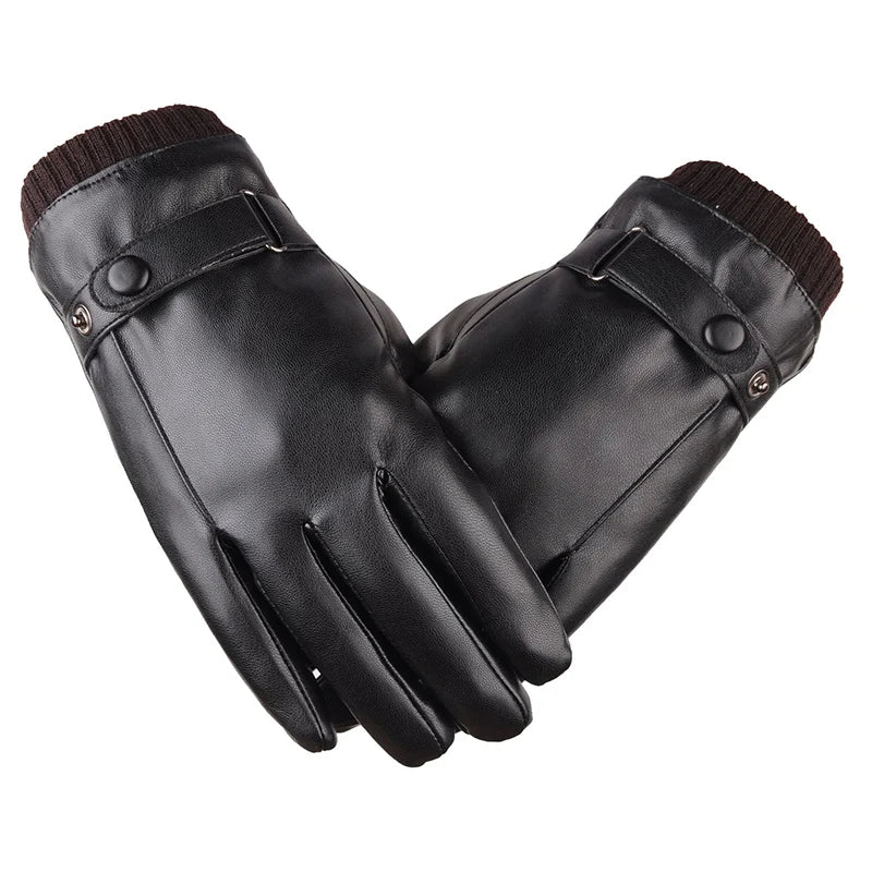Winter-Ready Men's Leather Touchscreen Gloves