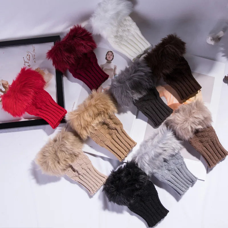 Cozy Faux Fur Fingerless Gloves for Winter