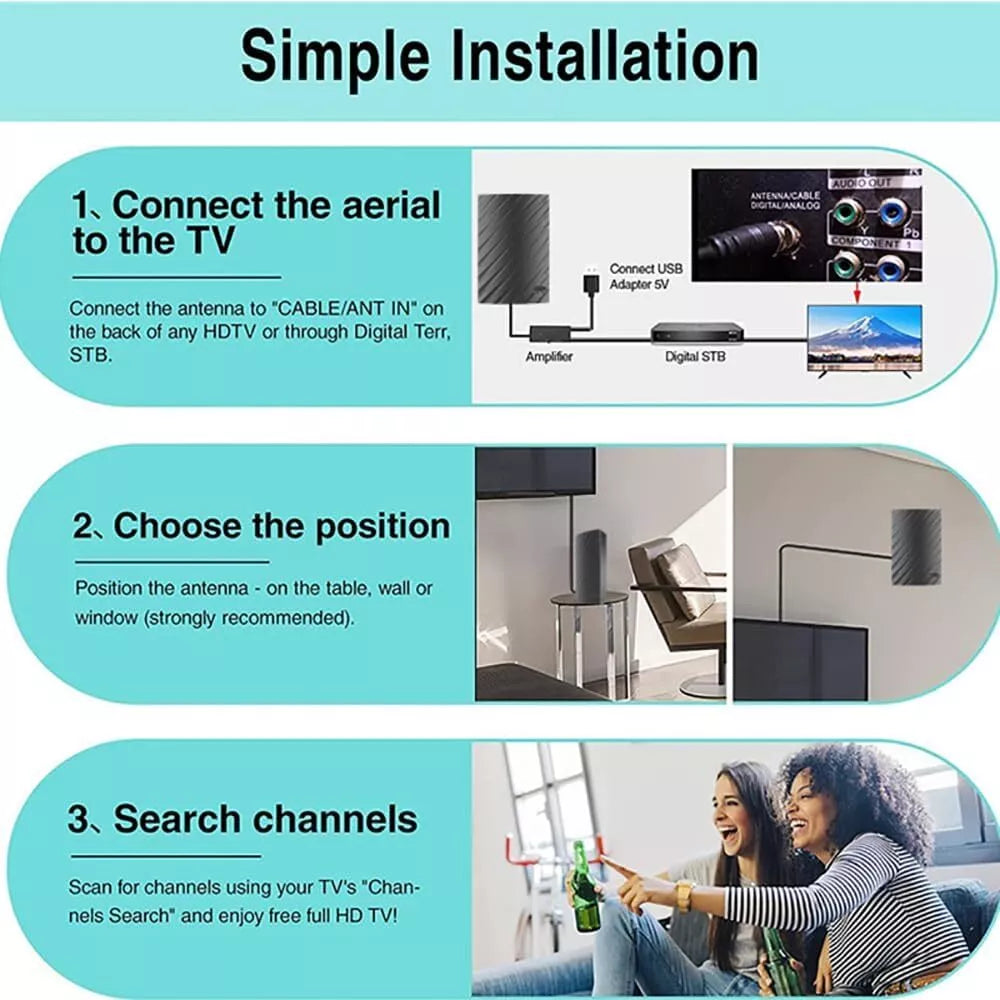 Ultra Long-Range Indoor HDTV 4K Antenna