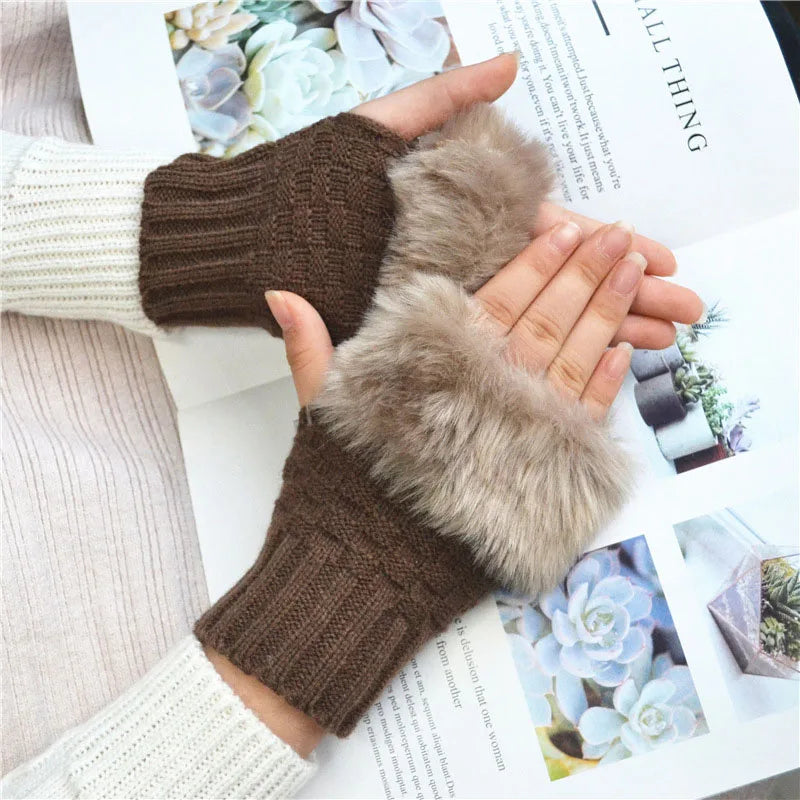 Cozy Faux Fur Fingerless Gloves for Winter
