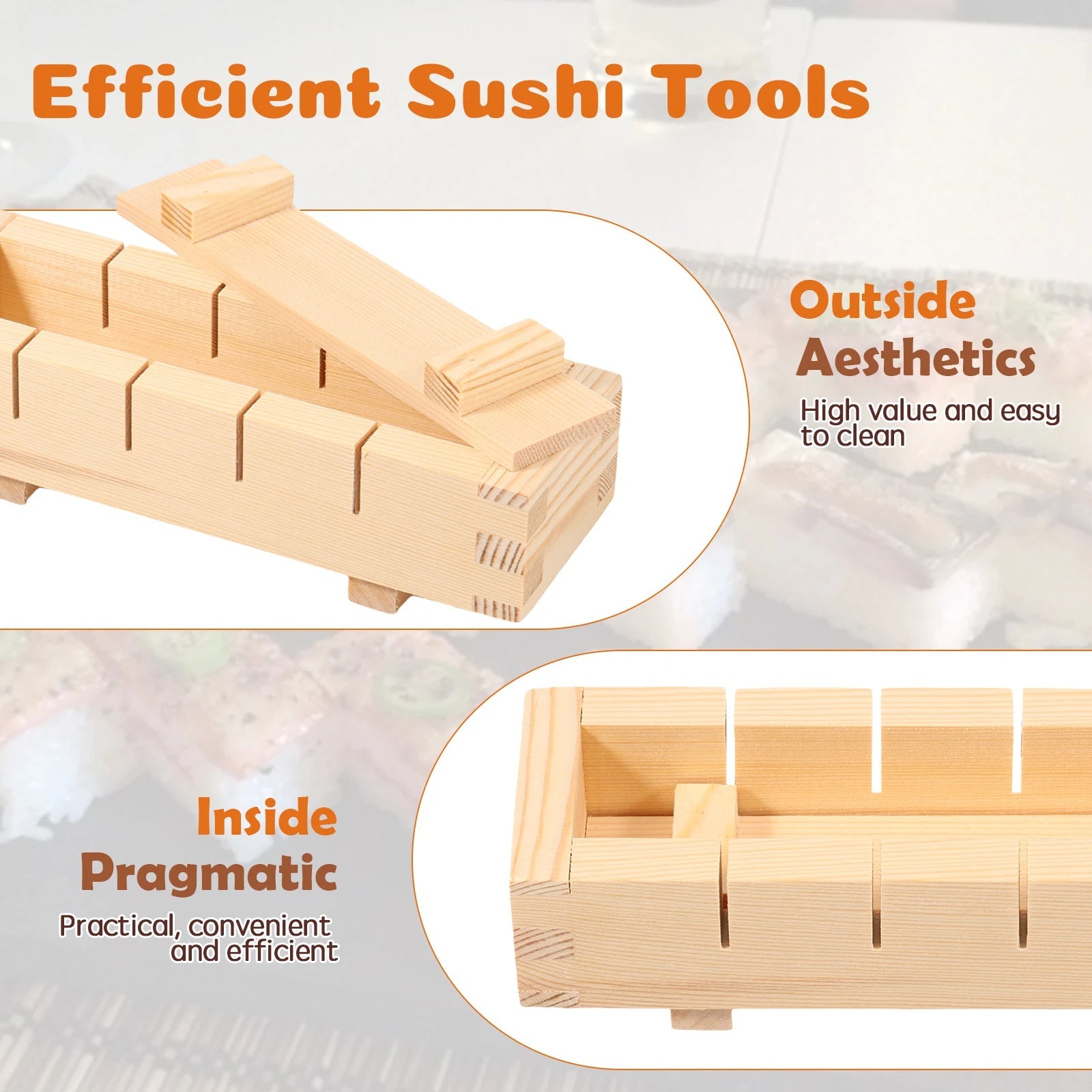 Premium Handcrafted Wooden Sushi Press Mold for Easy