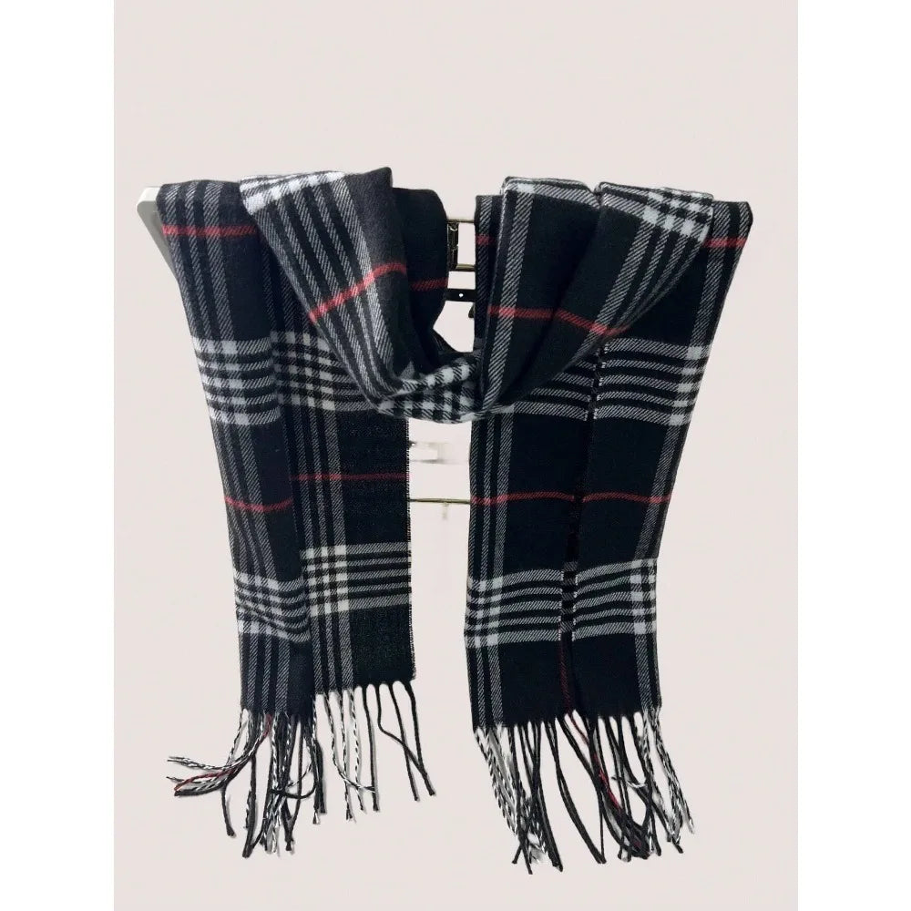 Cozy Plaid Cashmere-Feel Winter Scarf & Neck Warmer