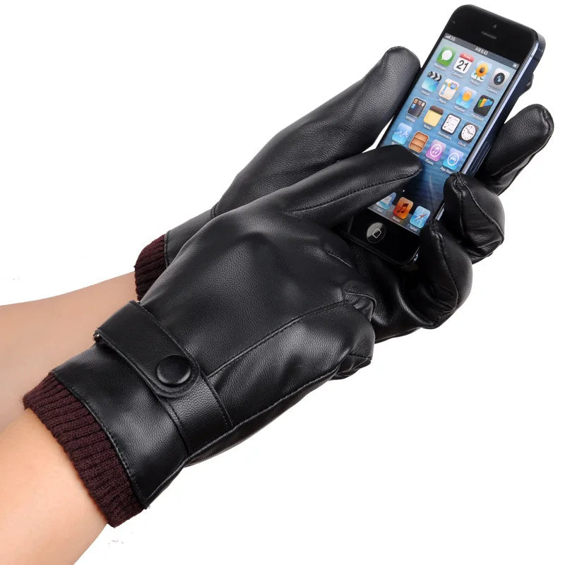 Winter-Ready Men's Leather Touchscreen Gloves