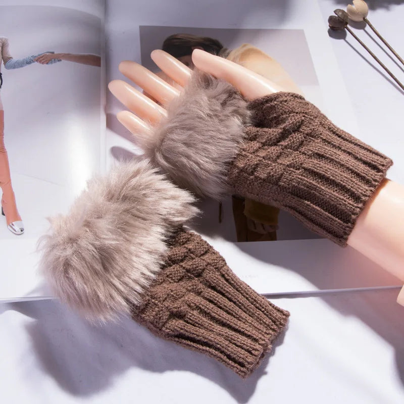 Cozy Faux Fur Fingerless Gloves for Winter