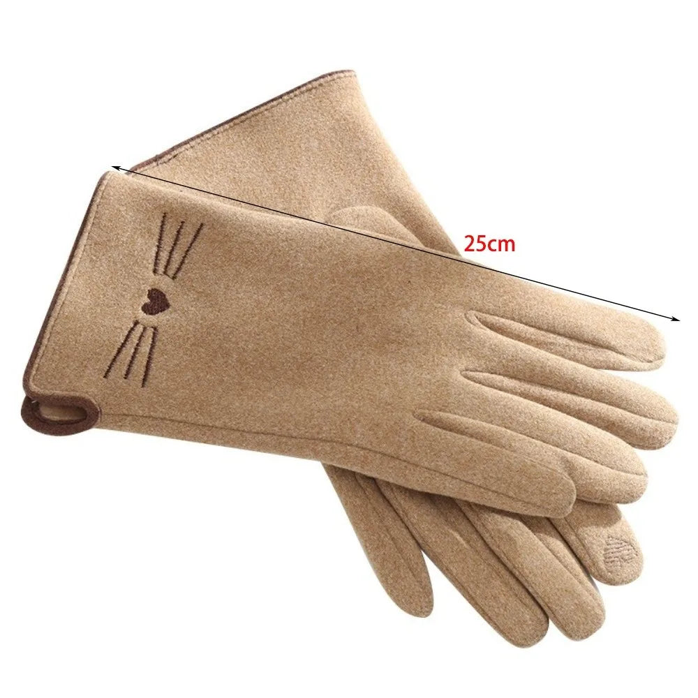 Cozy Women's Cat-Themed Touchscreen Winter Gloves