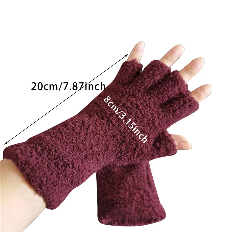 Cozy Winter Knit Half-Finger Gloves for Warmth
