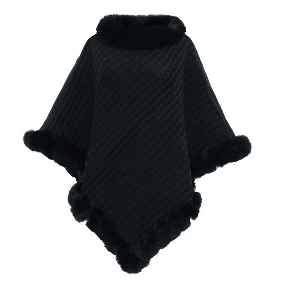 Luxurious Faux Fur Shawl Cloak for Women