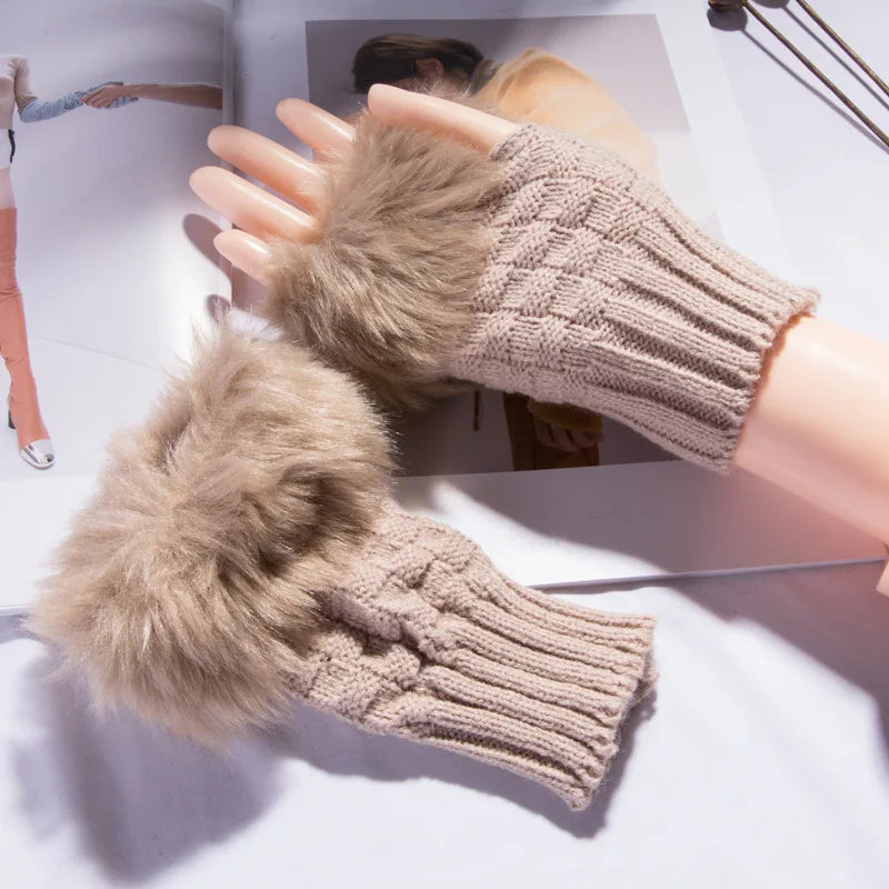 Cozy Faux Fur Fingerless Gloves for Winter