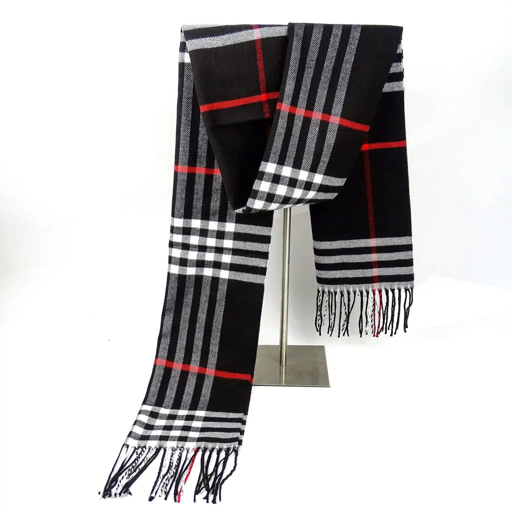 Cozy Plaid Cashmere-Feel Winter Scarf & Neck Warmer