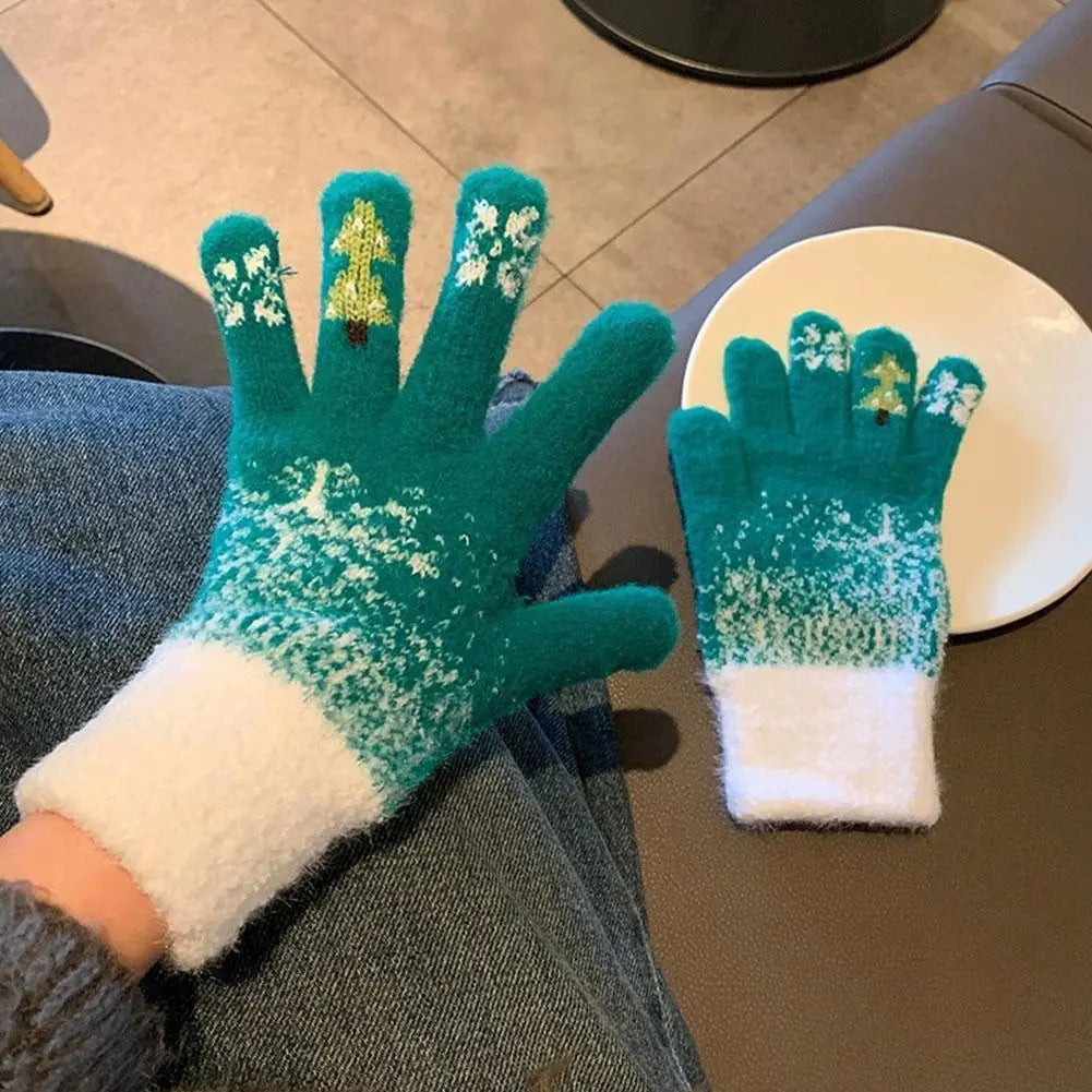 Cozy Festive Fleece-Lined Knit Fingerless Gloves