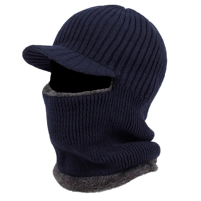 Cozy Knit Beanie Balaclava with Built-In Visor