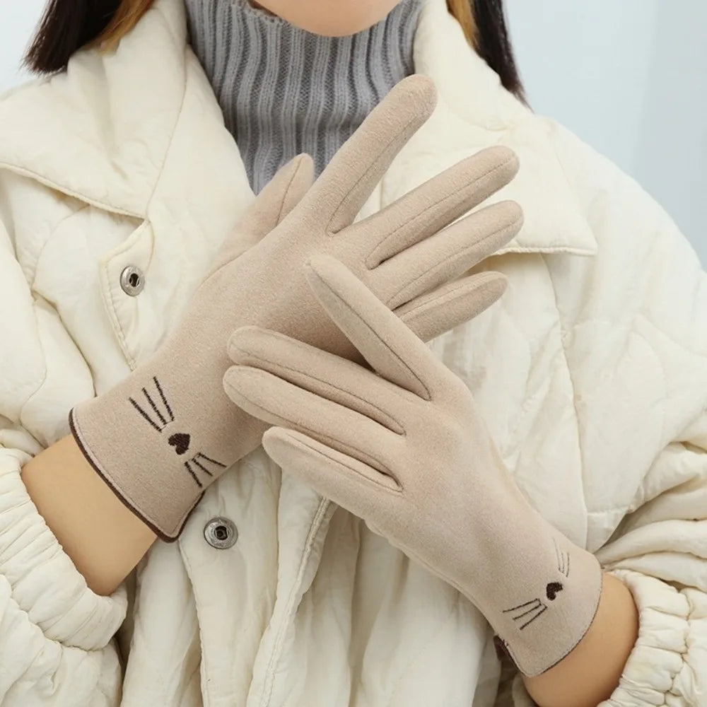 Cozy Women's Cat-Themed Touchscreen Winter Gloves