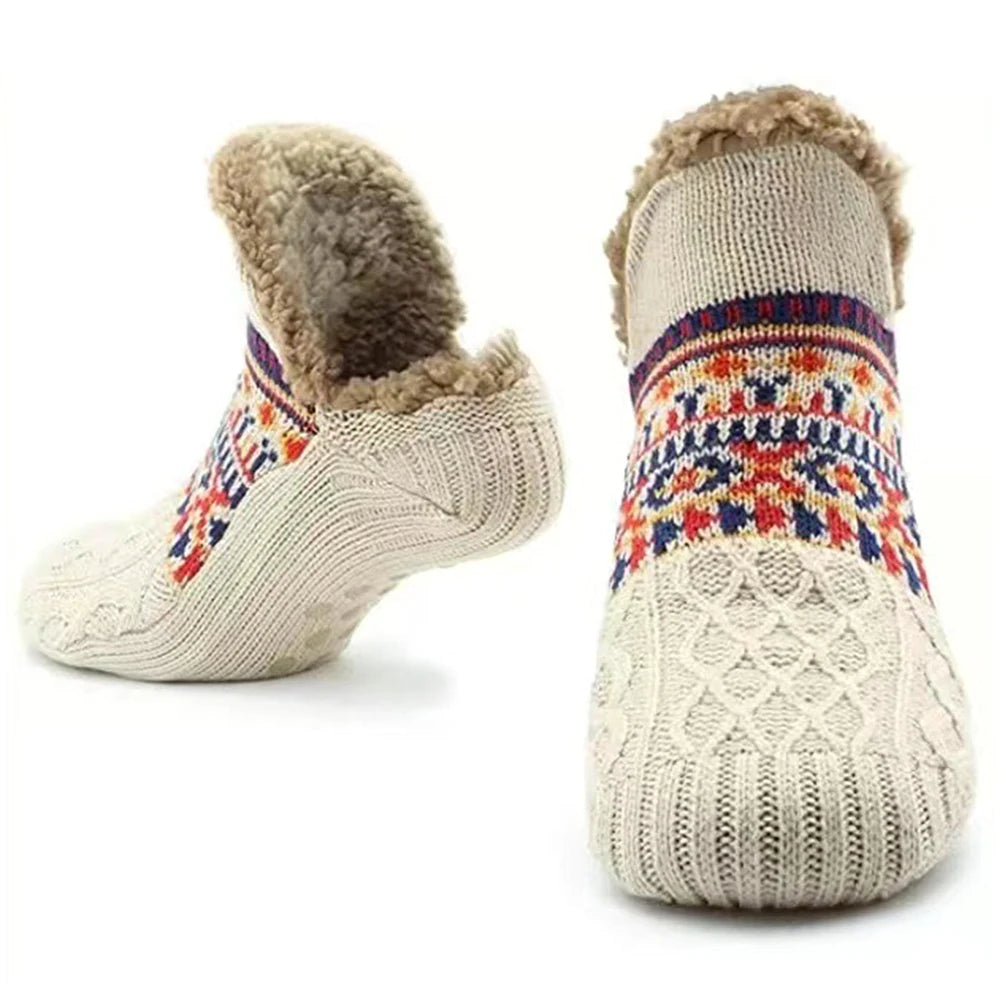 Cozy Knitted Slipper Socks with Plush Fleece Lining