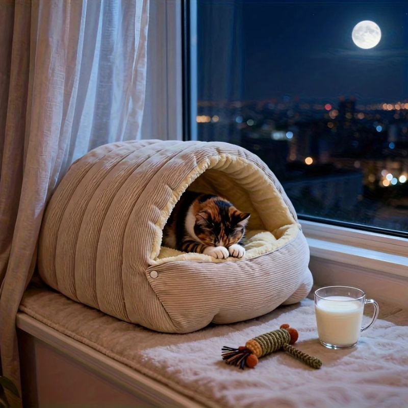 Cozy Arctic-Fleece Cat Cave Bed