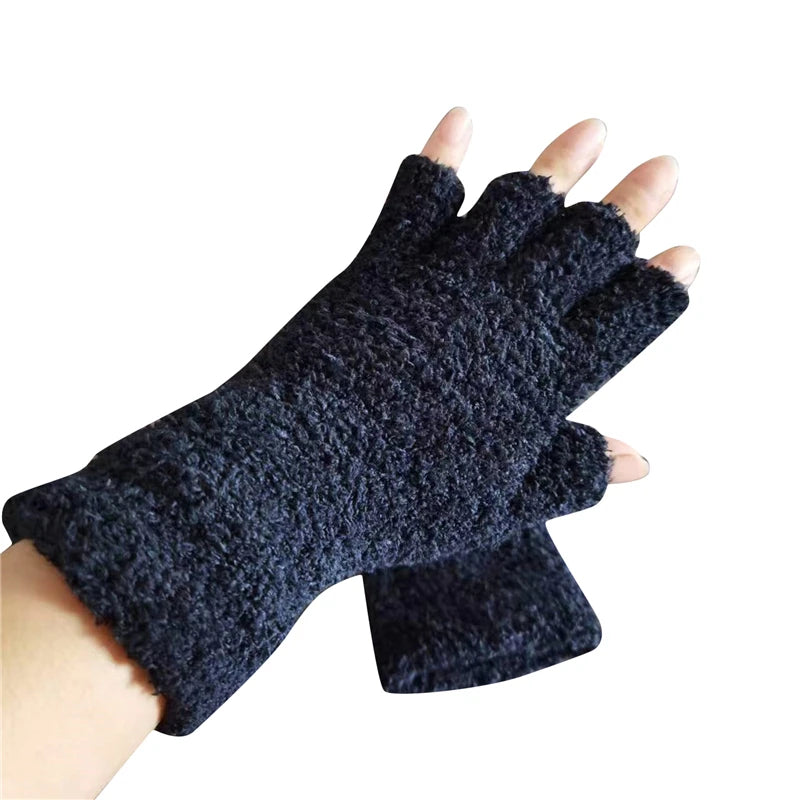 Cozy Winter Knit Half-Finger Gloves for Warmth