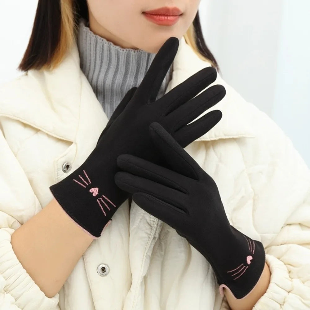 Cozy Women's Cat-Themed Touchscreen Winter Gloves