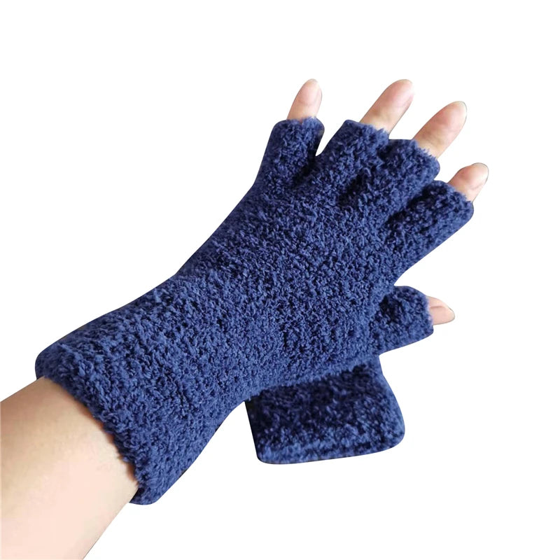 Cozy Winter Knit Half-Finger Gloves for Warmth