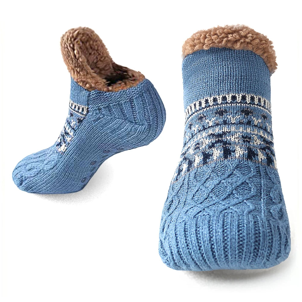 Cozy Knitted Slipper Socks with Plush Fleece Lining